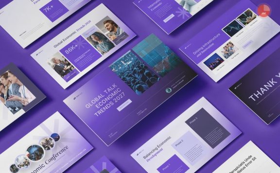 经济会议PPT模板 (PPTX)