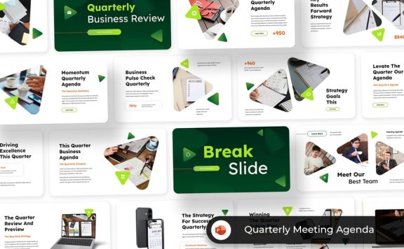 季度会议议程 PPT模板 (PPT,PPTX)