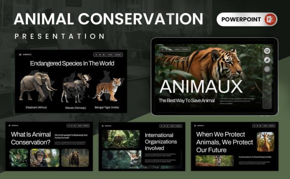 动物保护PPT模板 (PPTX)