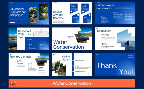 水利节水介绍PPT模板 (PPTX)