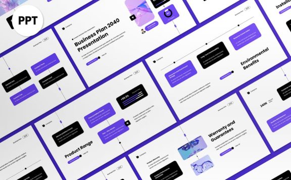 白色紫色商业计划PPT模板 (PPT,PPTX)