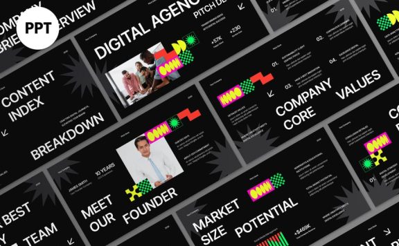 黑色创意路演PPT模板 (PPT,PPTX)