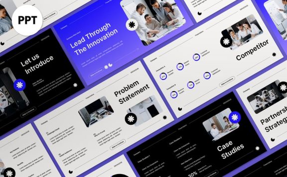 白色蓝色商务路演PPT模板 (PPT,PPTX)