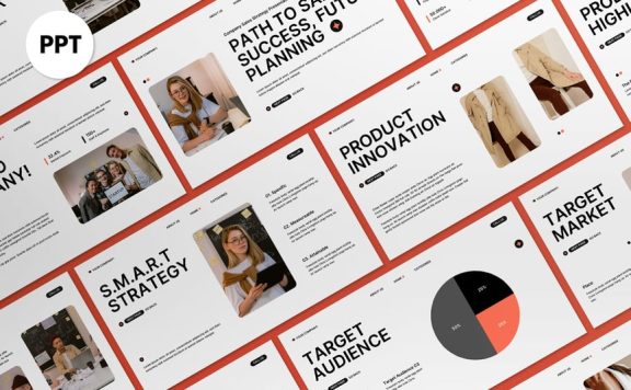 白色橙色销售策略计划PPT模板 (PPT,PPTX)