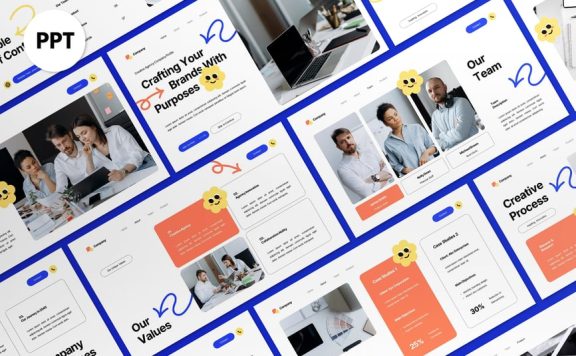 白色蓝色公司资料PPT模板 (PPT,PPTX)