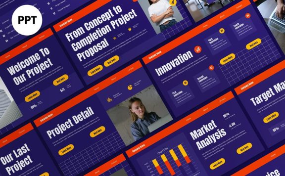 紫色现代业务提议PPT模板 (PPT,PPTX)