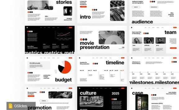 电影电影院介绍PPT模板 (PPTX)