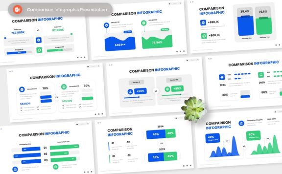 比较信息图显示PPT模板