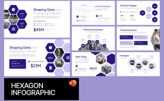 六边形信息图PPT模板 (PPTX)