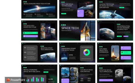 太空技术PPT模板 (PPTX)