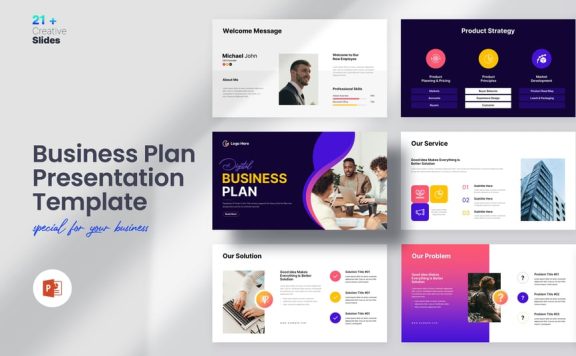 业务计划演示PPT模板 (PPTX)