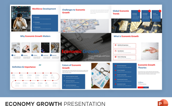 经济增长PPT模板 (PPTX)