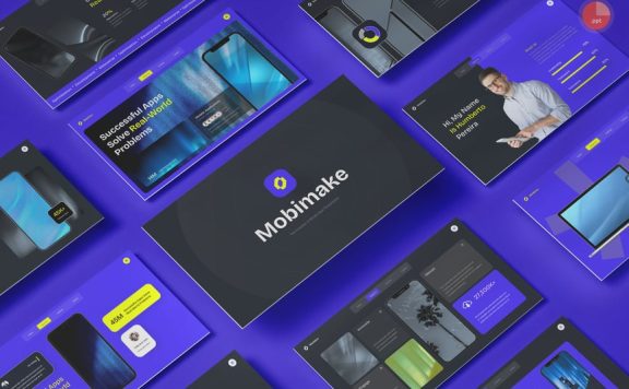 移动应用和启动展示PPT模板 (PPTX)