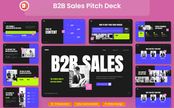 B2B推销甲板演示PPT模板 (PPTX)