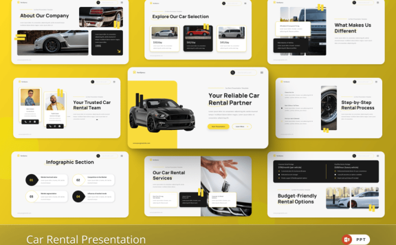 汽车租赁PPT模板 (PPTX)