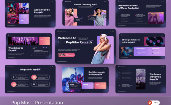 流行音乐PPT模板 (PPTX)