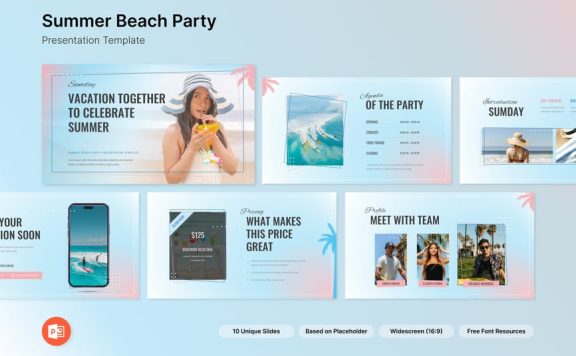 夏季海滩派对模板PPT模板 (PPTX)