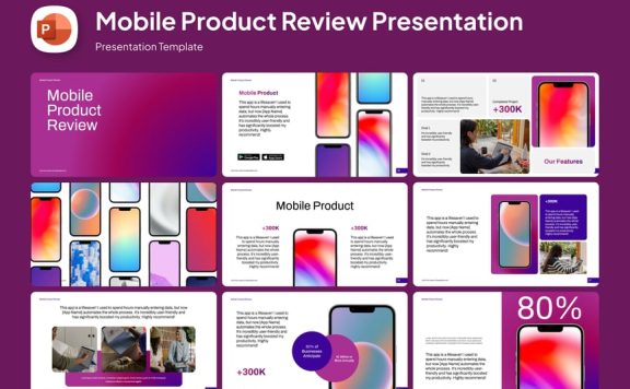 移动产品评论PPT模板 (PPTX)