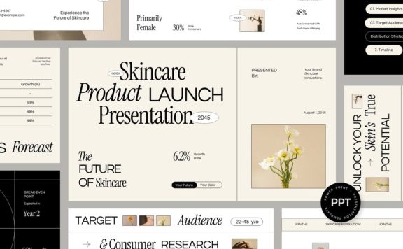 互动护肤产品发布PPT模板 (PPTX)