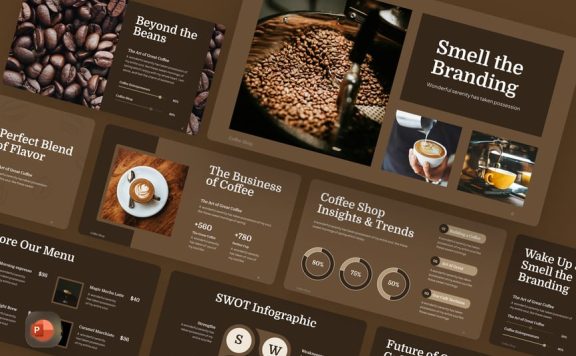 咖啡馆PPT模板 (PPTX)