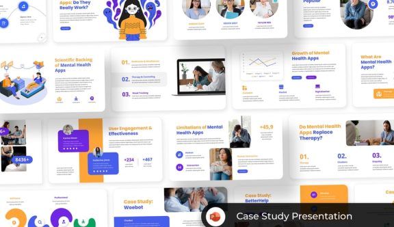 蓝色紫色案例研究PPT模板 (PPT,PPTX)
