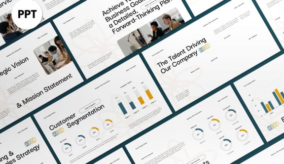 奶油黄色现代商业计划PPT模板 (PPT,PPTX)