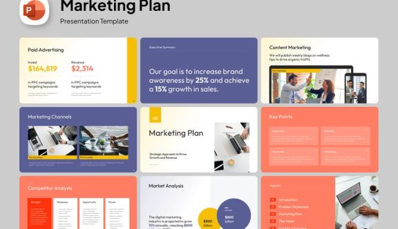 营销计划PPT模板 (PPTX)