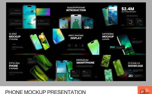 电话模型样机PPT模板 (PPTX)