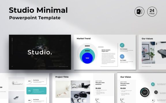 工作室极简主义PPT模板 (PPTX)