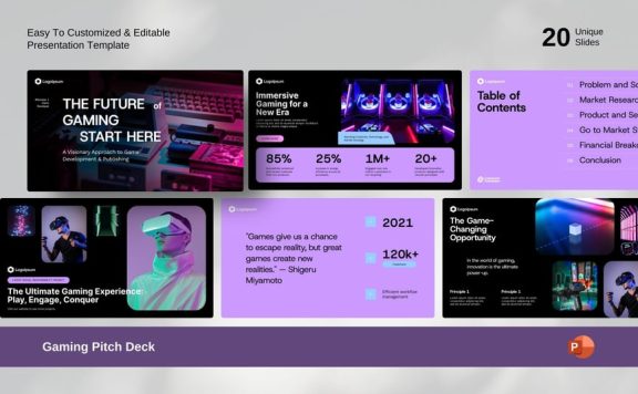 游戏介绍PPT模板 (PPTX)