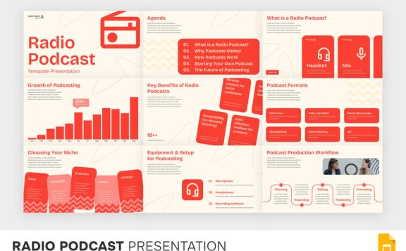 无线电播客PPT模板 (PPTX)