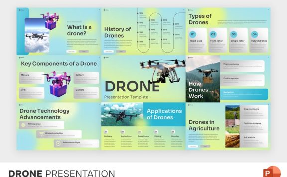 无人机飞机PPT模板 (PPTX)