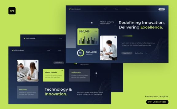 蓝色渐变UI UX UX现代公司资料PPT模板 (PPT,PPTX)