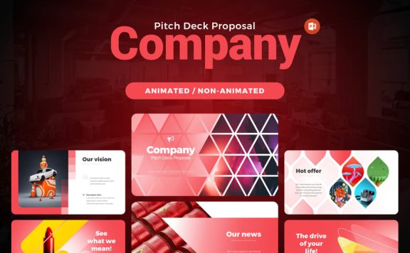 公司Pitch Deck互动动画提案PPT模板 (PPTX)