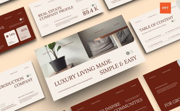 红米色极简主义公司概况PPT模板 (PPT,PPTX)