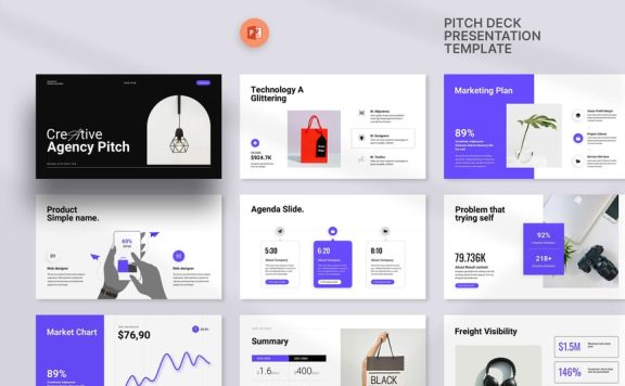 创意代理商俯仰甲板PPT模板 (PPTX)