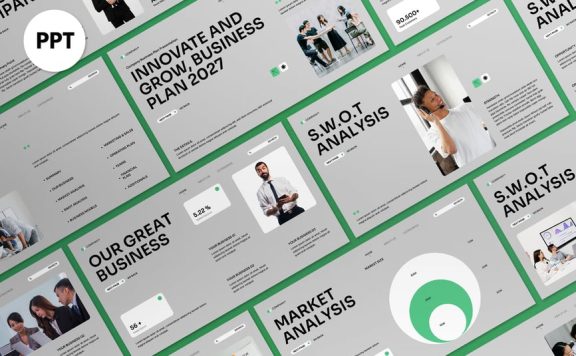 绿色现代商业计划PPT模板 (PPT,PPTX)