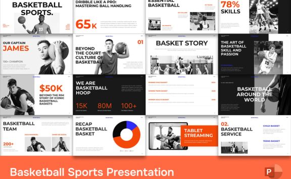 篮球运动PPT模板 (PPTX)
