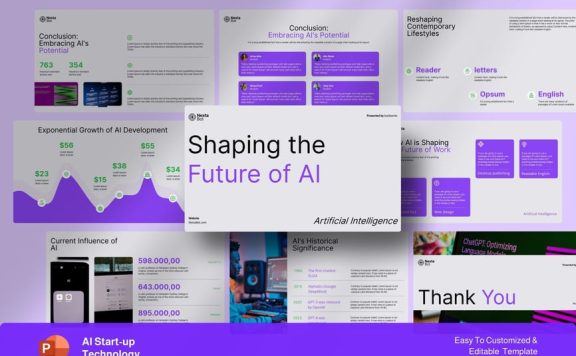 AI创业启动技术PPT模板 (PPTX)
