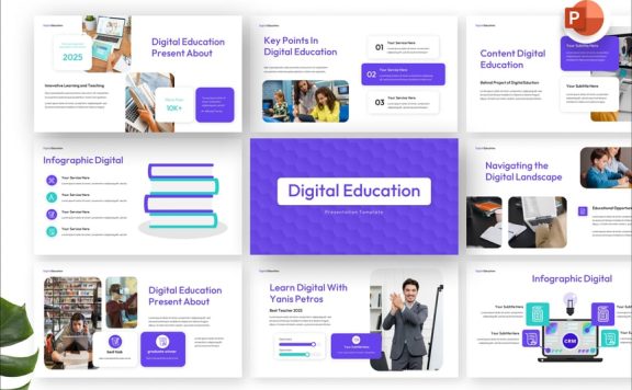 数字教育PPT模板 (PPTX)