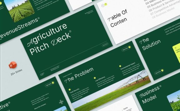 绿白色现代农业俯仰甲板PPT模板 (PPT,PPTX)