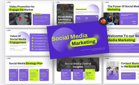 社交媒体营销PPT模板 (PPTX)