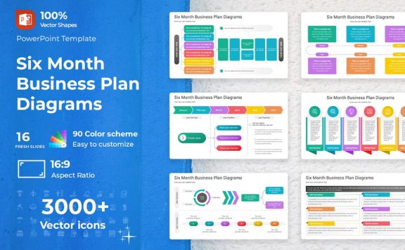 六个月的商业计划图PPT模板 (PPTX)