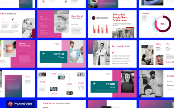 牙医护理PPT模板 (PPTX)