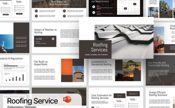 屋顶服务PPT模板 (PPTX)
