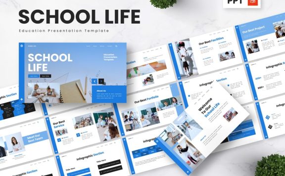 学校生活 – 教育PPT模板 (PPTX)