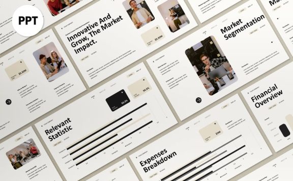 白色现代俯仰甲板PPT模板 (PPT,PPTX)