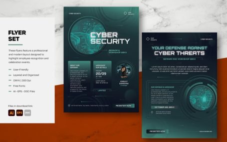 用青色清洁网络安全研讨会传单