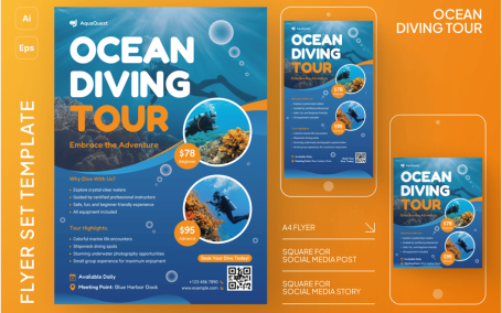 海洋潜水旅游传单套装