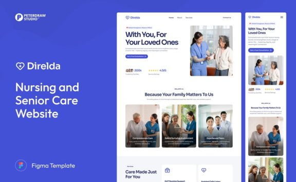 Direlda – 高级护理网站 UI Figma